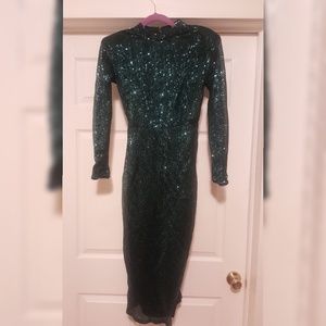 club  L high neck all over sequins open back dress
